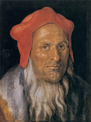 Retrato de um homem barbudo com um chapéu vermelho - Replicarte