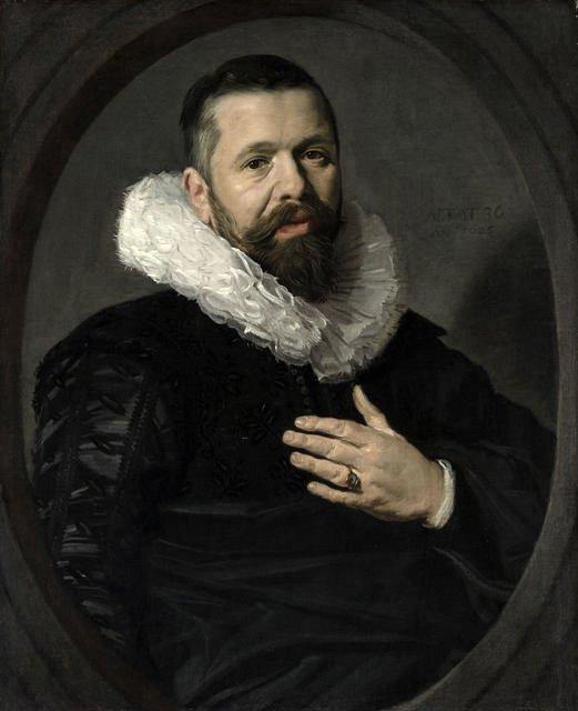 Retrato de um homem barbudo com uma bochecha