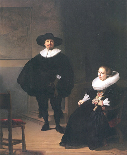 Retrato de um casal em um interior (Rembrandt) - Reprodução com Qualidade Museu