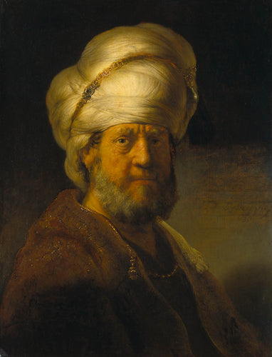 Retrato de um homem em trajes orientais (Rembrandt) - Reprodução com Qualidade Museu
