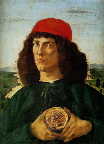 Retrato de um homem com uma medalha de Cosimo, o Velho (Sandro Botticelli) - Reprodução com Qualidade Museu