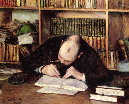 Retrato de um homem escrevendo em seu estudo (Gustave Caillebotte) - Reprodução com Qualidade Museu