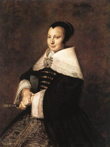 Retrato de uma mulher sentada segurando um leque