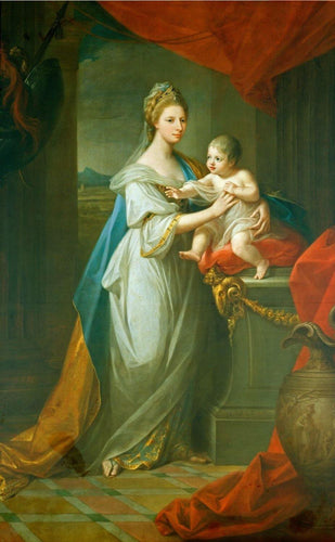 Retrato de Augusta de Hanover com seu primeiro filho Karl Georg de Brunswick - Replicarte
