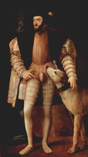 Retrato do imperador Carlos V com um cachorro