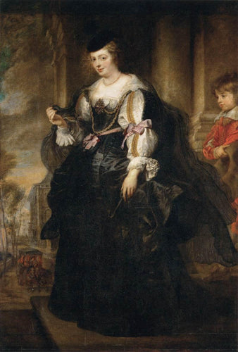 Retrato de Helene Fourment com um treinador (Peter Paul Rubens) - Reprodução com Qualidade Museu