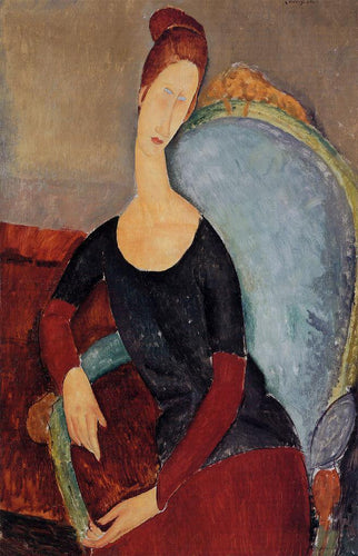 Retrato de Jeanne Hebuterne em uma cadeira azul - Replicarte