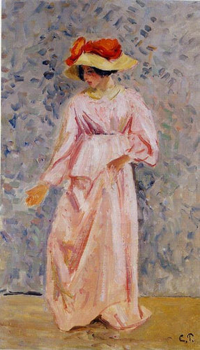 Retrato de Jeanne com um robe rosa (Camille Pissarro) - Reprodução com Qualidade Museu