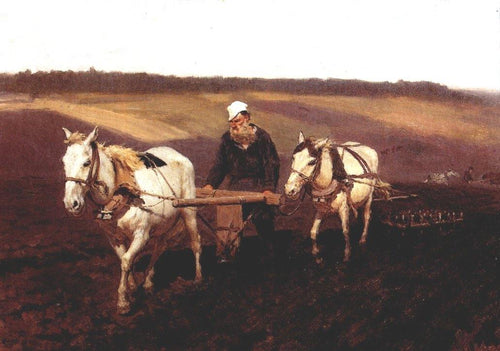 Retrato de Leo Tolstói como um lavrador em um campo