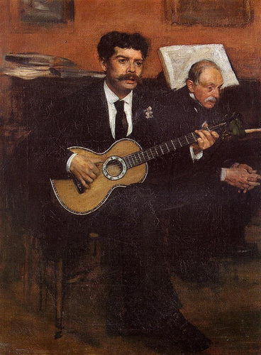 Retrato de Lorenzo Pagans, tenor espanhol e Auguste Degas, o pai dos artistas (Edgar Degas) - Reprodução com Qualidade Museu