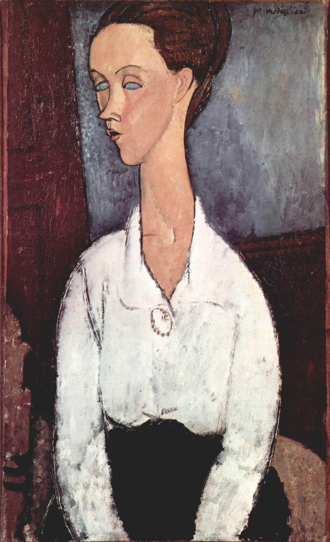 Retrato de Lunia Czechowska em blusa branca - Replicarte