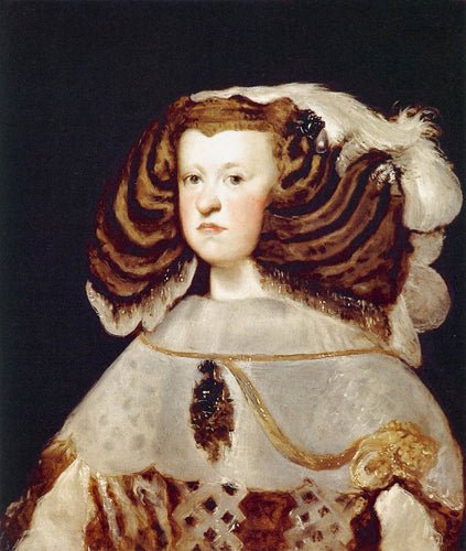 Retrato de Mariana da Áustria, Rainha da Espanha (Diego velázquez) - Reprodução com Qualidade Museu