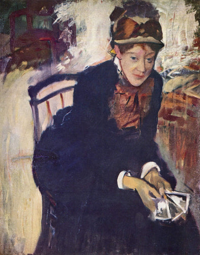 Retrato da Srta. Cassatt segurando as cartas (Mary Cassatt) - Reprodução com Qualidade Museu