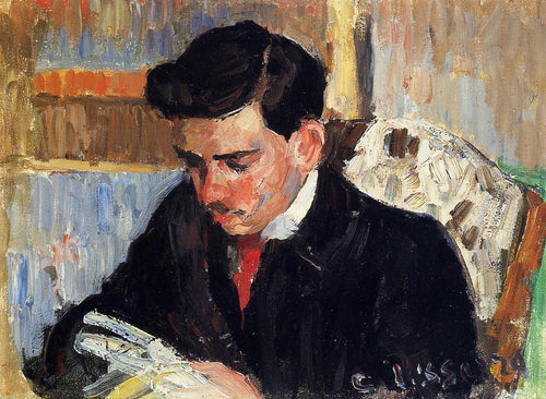 Retrato de Rodo Pissarro lendo (Camille Pissarro) - Reprodução com Qualidade Museu