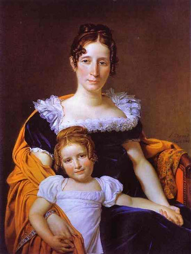 Retrato da Condessa Vilain XIIII e sua filha Louise (Jacques-Louis David) - Reprodução com Qualidade Museu