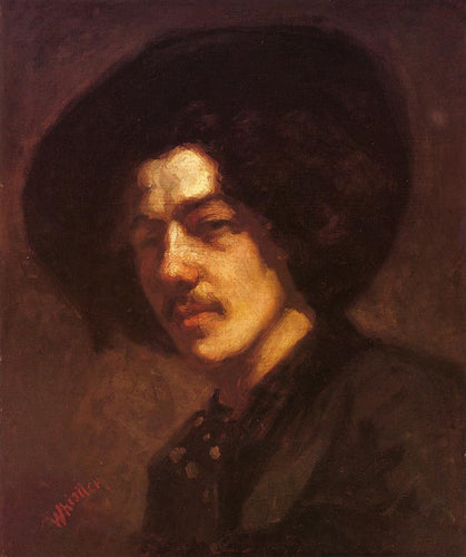 Retrato de Whistler com um chapéu (James Abbott McNeill Whistler) - Reprodução com Qualidade Museu