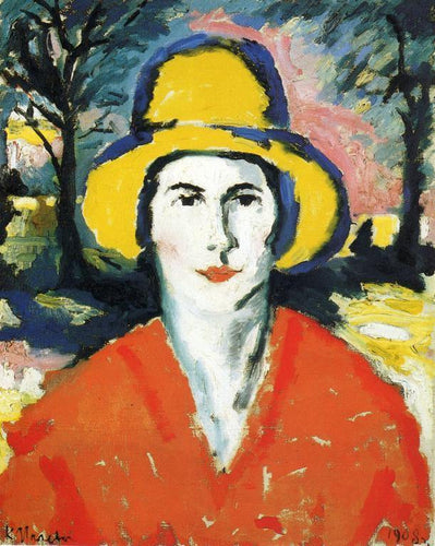 Retrato de mulher com chapéu amarelo