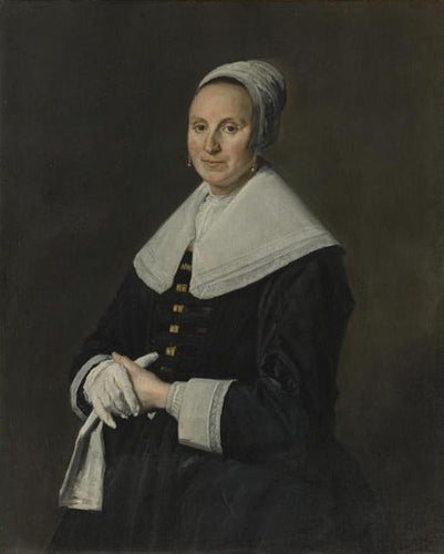 Retrato de uma mulher com boné e luvas de diadema