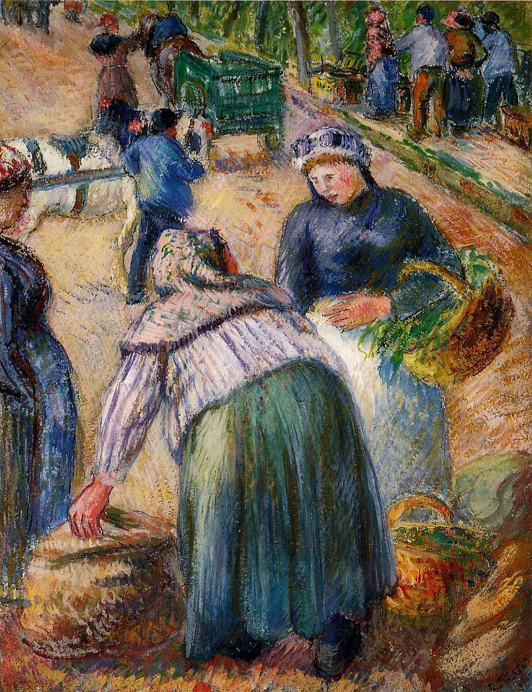 Mercado da Batata, Boulevard Des Fosses, Pontoise (Camille Pissarro) - Reprodução com Qualidade Museu