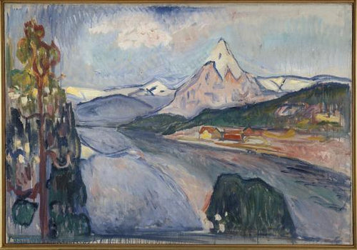 Cenografia para fantasmas de Henrik Ibsens - paisagem do fiorde (Edvard Munch) - Reprodução com Qualidade Museu
