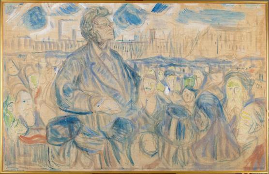 Bjornstjerne Bjornson falando ao povo (Edvard Munch) - Reprodução com Qualidade Museu