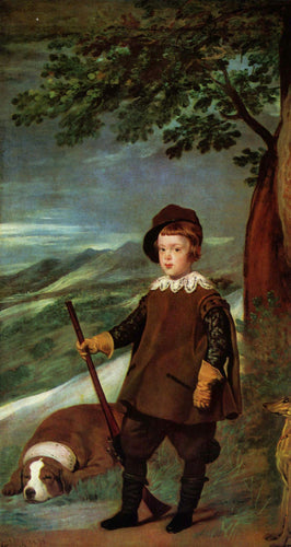 Príncipe Balthasar Carlos vestido de caçador (Diego velázquez) - Reprodução com Qualidade Museu