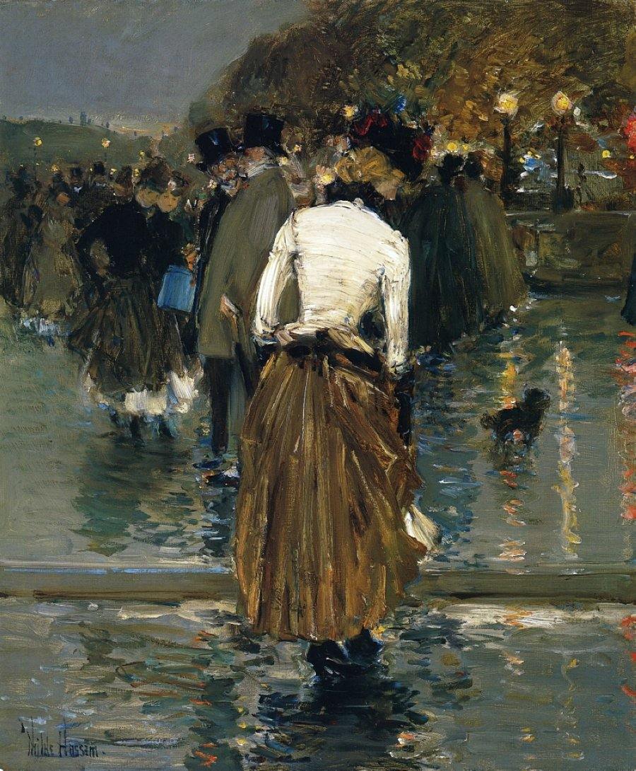 Promenade At Sunset, Paris (Childe Hassam) - Reprodução com Qualidade Museu