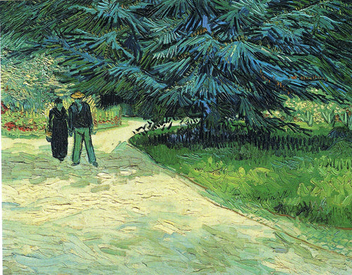 Jardim público com casal e abeto azul (Vincent Van Gogh) - Reprodução com Qualidade Museu