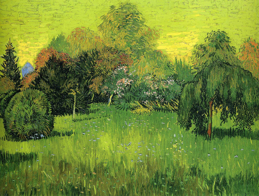 Parque público com salgueiro-chorão - Jardim dos poetas I (Vincent Van Gogh) - Reprodução com Qualidade Museu