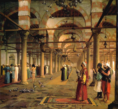 Oração na mesquita de Caid Bey, no Cairo (Jean-Leon Gerome) - Reprodução com Qualidade Museu