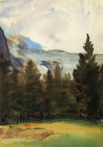 Purtud, pinheiros e montanhas de neve (John Singer Sargent) - Reprodução com Qualidade Museu