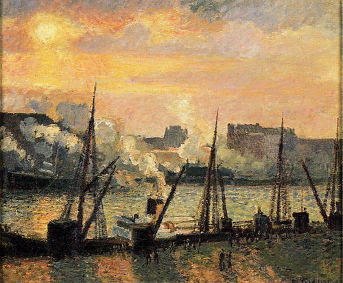 Quay In Rouen, Sunset (Camille Pissarro) - Reprodução com Qualidade Museu