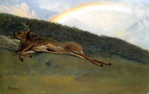 Arco-íris sobre um veado caído (Albert Bierstadt) - Reprodução com Qualidade Museu
