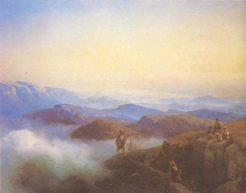 Cordilheira das Montanhas do Cáucaso (Ivan Aivazovsky) - Reprodução com Qualidade Museu