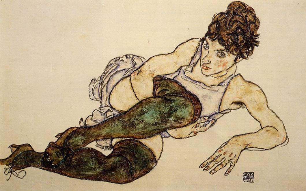 Mulher reclinada com meias verdes - Replicarte