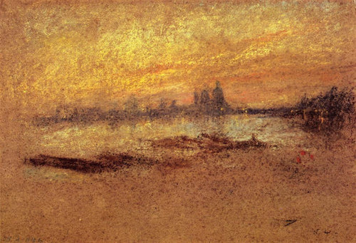 Vermelho e dourado - saudação, pôr do sol (James Abbott McNeill Whistler) - Reprodução com Qualidade Museu