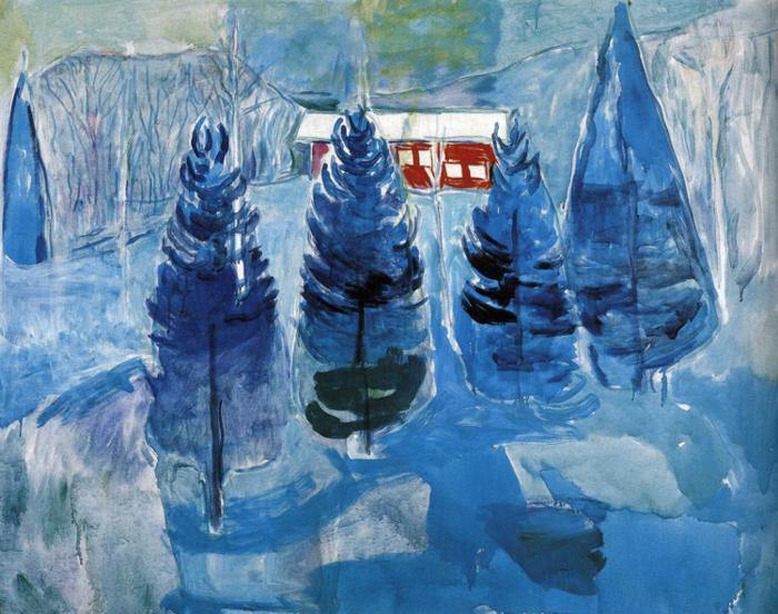 Red House And Spruces (Edvard Munch) - Reprodução com Qualidade Museu