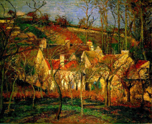 Telhados vermelhos, canto de uma aldeia, inverno (Camille Pissarro) - Reprodução com Qualidade Museu