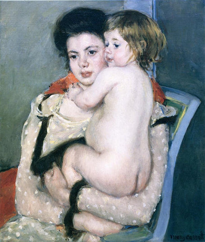 Reine Lefebvre segurando um bebê nu (Mary Cassatt) - Reprodução com Qualidade Museu