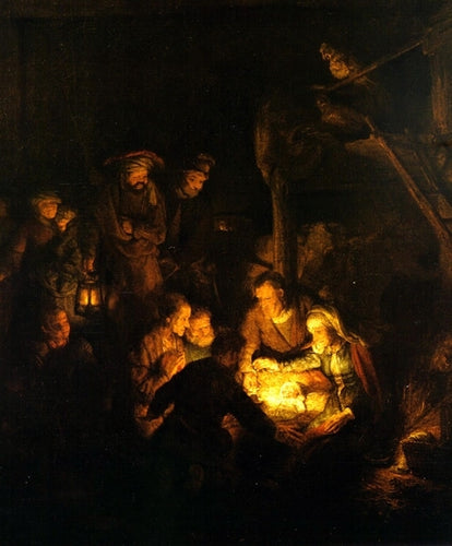 Adoração dos Pastores (Rembrandt) - Reprodução com Qualidade Museu
