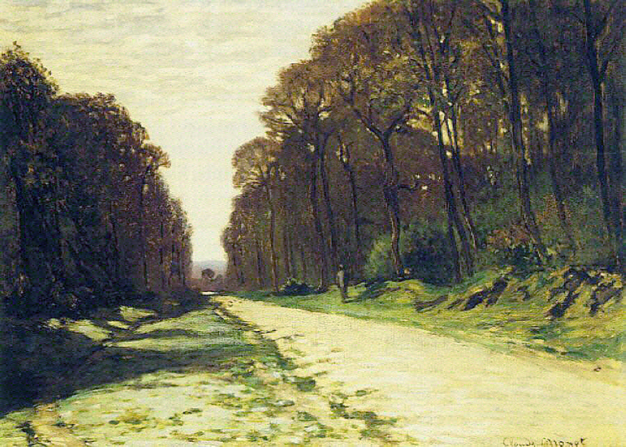 Estrada em uma floresta de Fontainebleau (Claude Monet) - Reprodução com Qualidade Museu