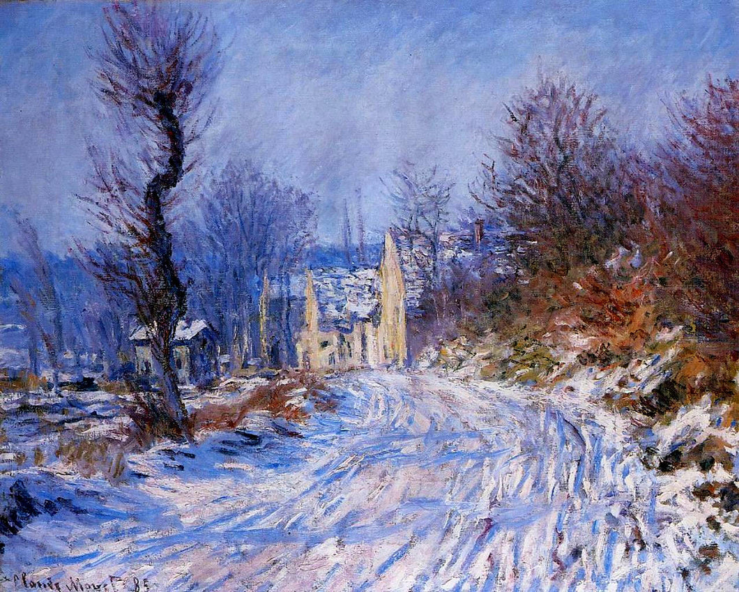 Estrada para Giverny no inverno (Claude Monet) - Reprodução com Qualidade Museu