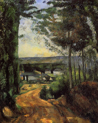 Estrada, árvores e lago (Paul Cézanne) - Reprodução com Qualidade Museu