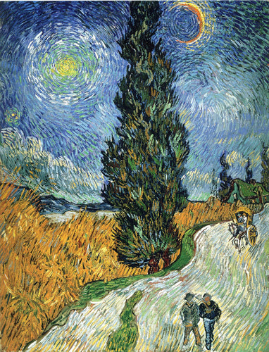 Estrada com ciprestes (Vincent Van Gogh) - Reprodução com Qualidade Museu