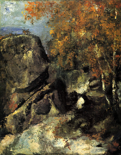 Rock na floresta de Fontainbleau (Paul Cézanne) - Reprodução com Qualidade Museu