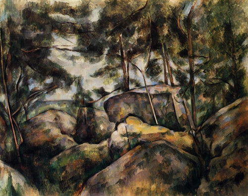 Rochas em Fountainebleau (Paul Cézanne) - Reprodução com Qualidade Museu