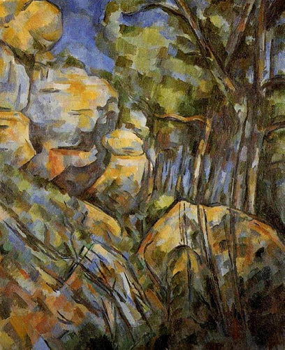 Rochas perto das cavernas abaixo do Chateau Noir (Paul Cézanne) - Reprodução com Qualidade Museu