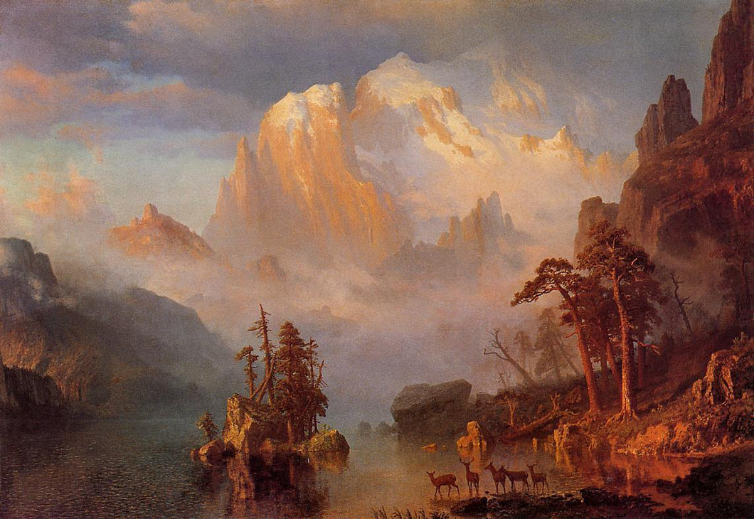 montanhas Rochosas (Albert Bierstadt) - Reprodução com Qualidade Museu