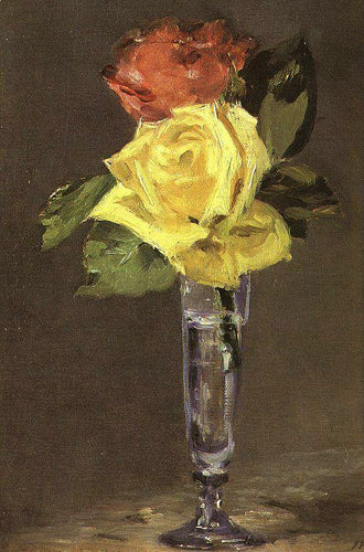 Rosas em taça de champanhe (Edouard Manet) - Reprodução com Qualidade Museu