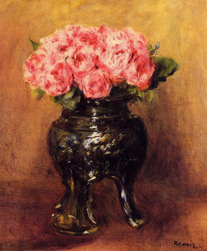 Rosas em um vaso de porcelana (Pierre-Auguste Renoir) - Reprodução com Qualidade Museu